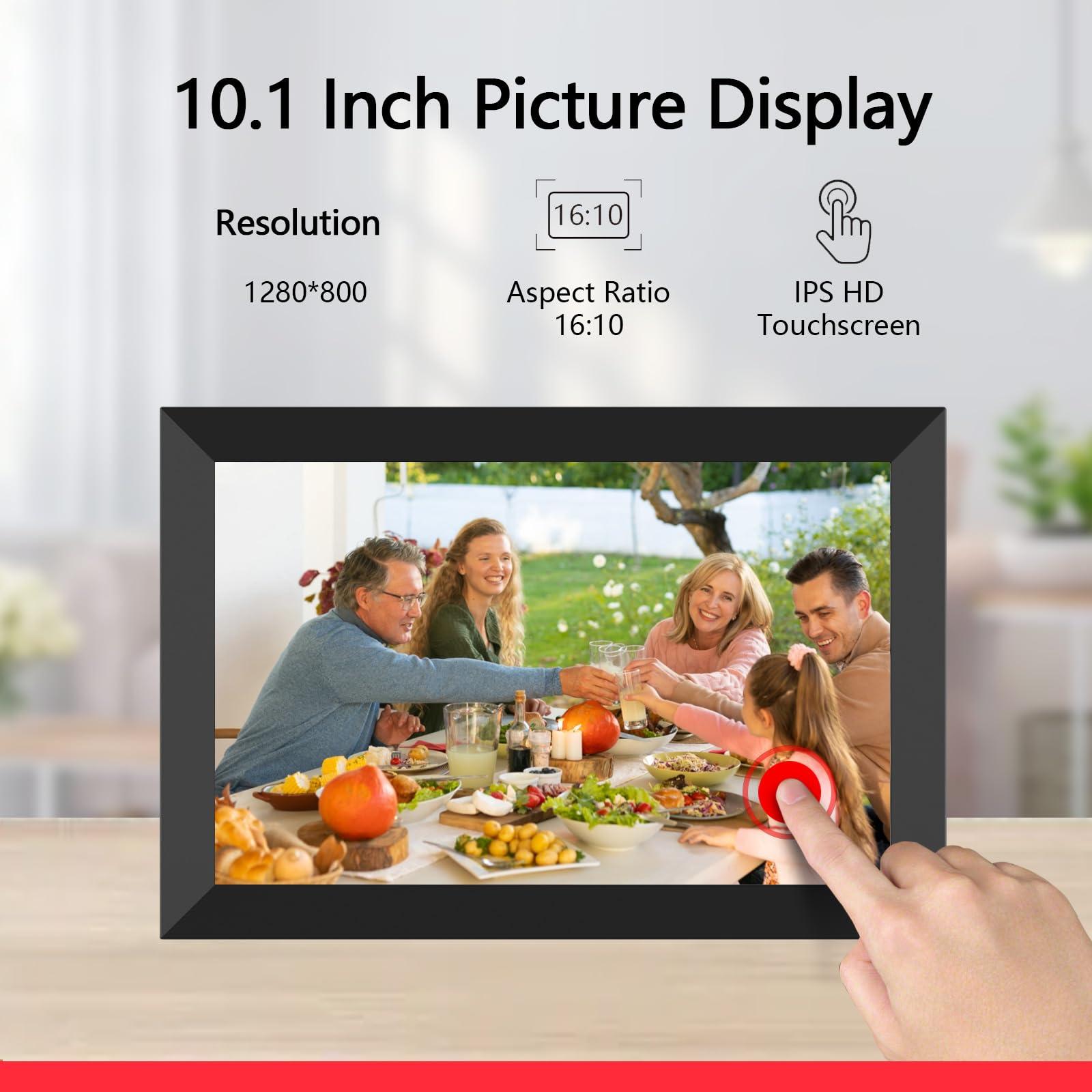 SSA SSAWiFiFrame WiFi Digital Picture Frame,Share Photo via App or Email from Anywhere 10.1 IPS Touchscreen,Auto-Rotate Support Music/Calendar/Weather/Clock, No Limited Cloudly Free App