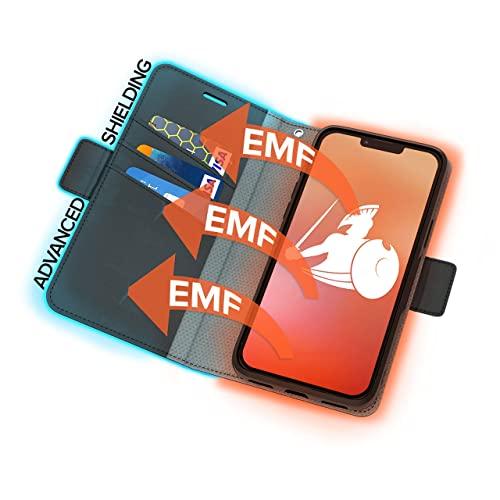 DefenderShield DefenderShield EMF Protection & 5G Anti Radiation iPhone 14 Plus Case - RFID Blocking EMF Shield Detachable Wallet Case with Magnetic Closure (Brown)