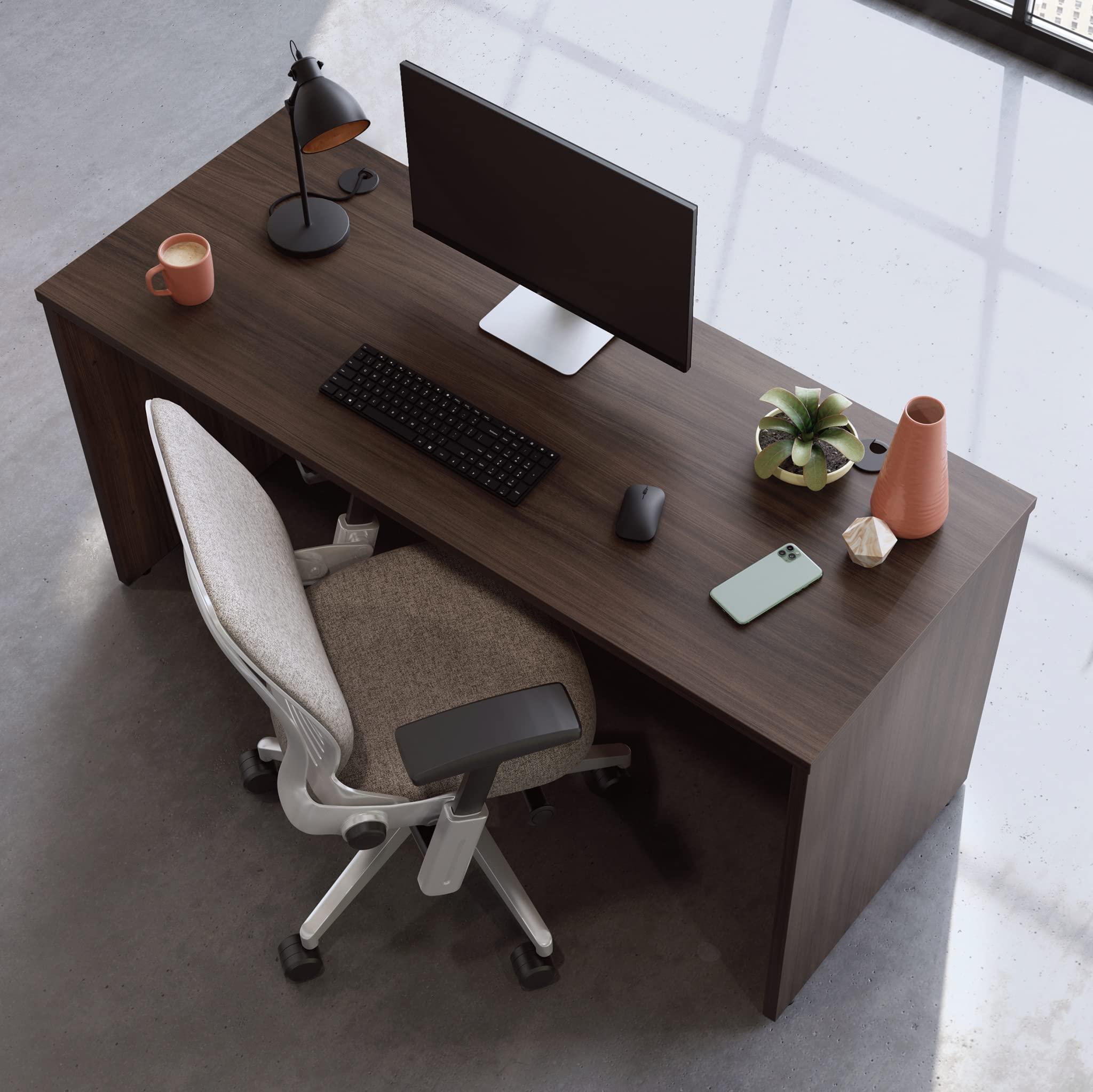 Sauder OfficeWorks by Sauder Affirm 60 X 24 Desk Shell/cred/Return, Noble Elm Finish