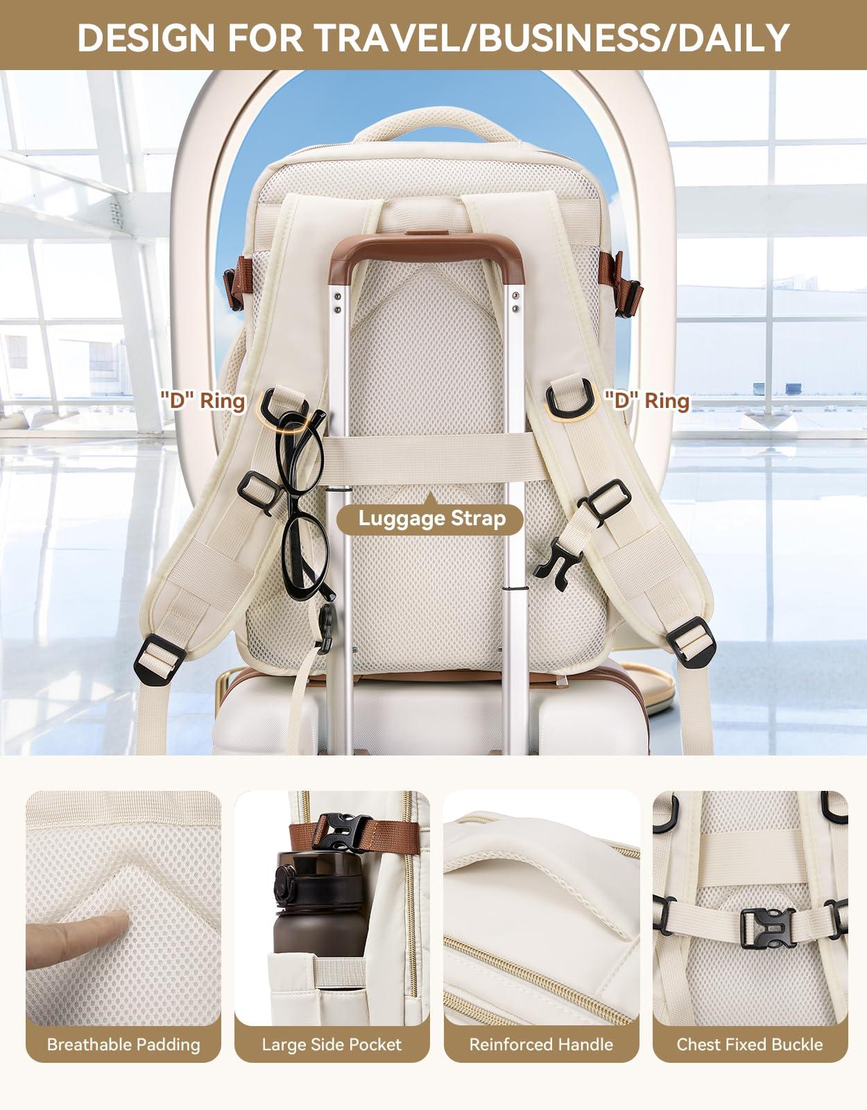 BOSTANTEN BOSTANTEN Travel Backpack For Women, TSA Carry On Backpack for Airplanes, Personal Item Backpack Fits 15.6 Inch Laptop with USBType-C Charging Port, Weekender Overnight Daypack with 2 Packing Cubes