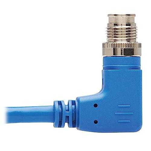 Tripp Lite Tripp Lite M12 X-Code Right-Angle Cat6 Ethernet Cable Blue (M/M), 1 Gbps, UTP, UL CMR-LP Certified 60W PoE, Industrial IP68 Rating, 6.6 Feet / 2M, Lifetime Manufacturer\'s Warranty (NM12-603-02M-BL)