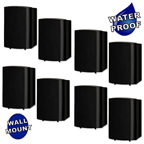 Theater Solutions Theater Solutions TS425ODB Indoor or Outdoor Speakers Weatherproof Mountable Black 4 Pair Pack