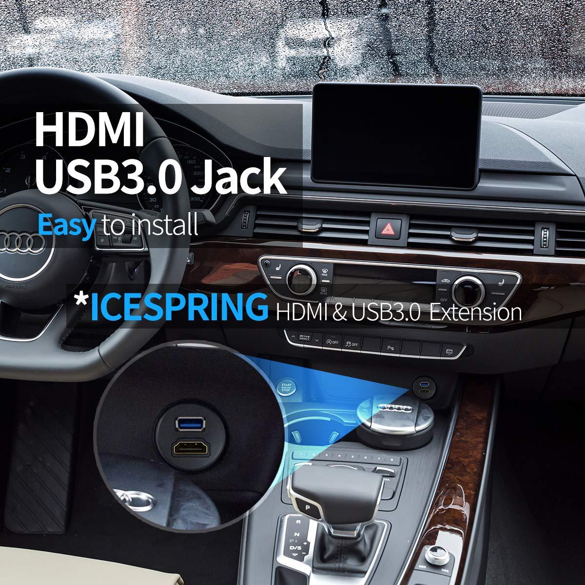 OBVIS OBVIS USB3.0 HDMI Mount Cable USB3.0 and HDMI Extension Flush, Dash, Panel Mount Cable, for Car, Boat, Motorcycle (3 Feet)