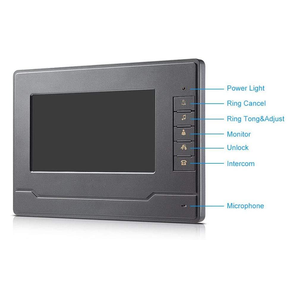 AMOCAM AMOCAM 4 Units Apartment Video Door Phone Kit, Video Intercom System Include 1 pcs Night Vision Camera, 4 pcs 7\" LCD Monitor Wired Video Doorbell System, Support Monitoring, Unlock, Dual Way intercom