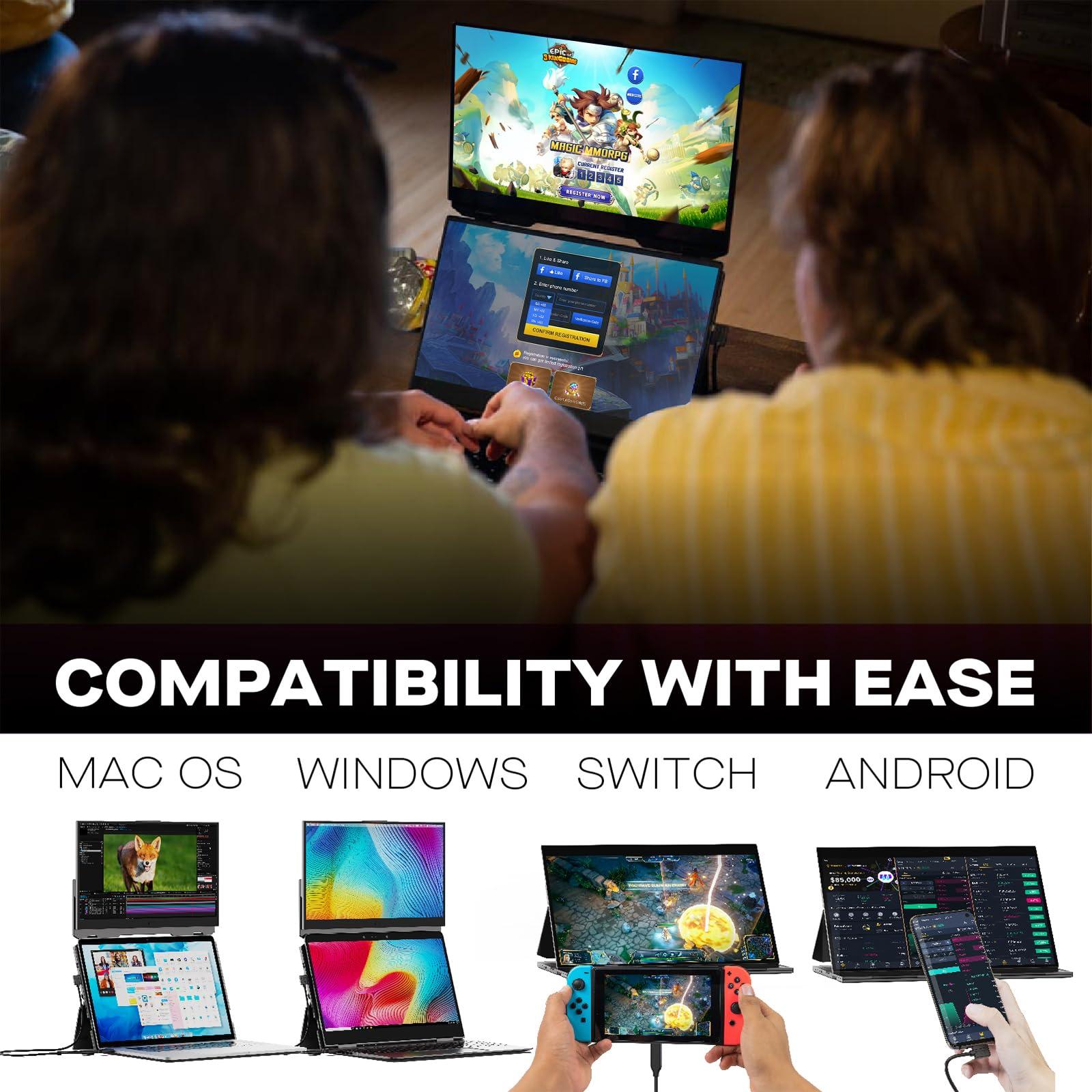 Duex New Mobile Pixels Duex Float Portable Monitor, 15.6\" Full HD IPS Dual Monitor for Laptops, USB C/HDMI Plug and Play Portable Screen,Windows/Mac/Android/Switch Compatible