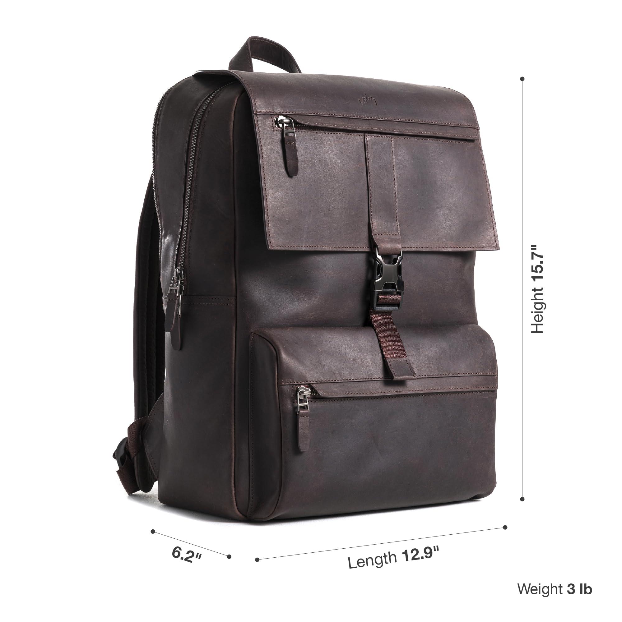 VELEZ VELEZ Dark Brown Top Grain Leather Backpack for Men and Women - 17 Inch Laptop Bag for Work - Handmade Business Bookbag With Large Capacity - Mens Computer Travel Shoulder Bags Shoulder Bags