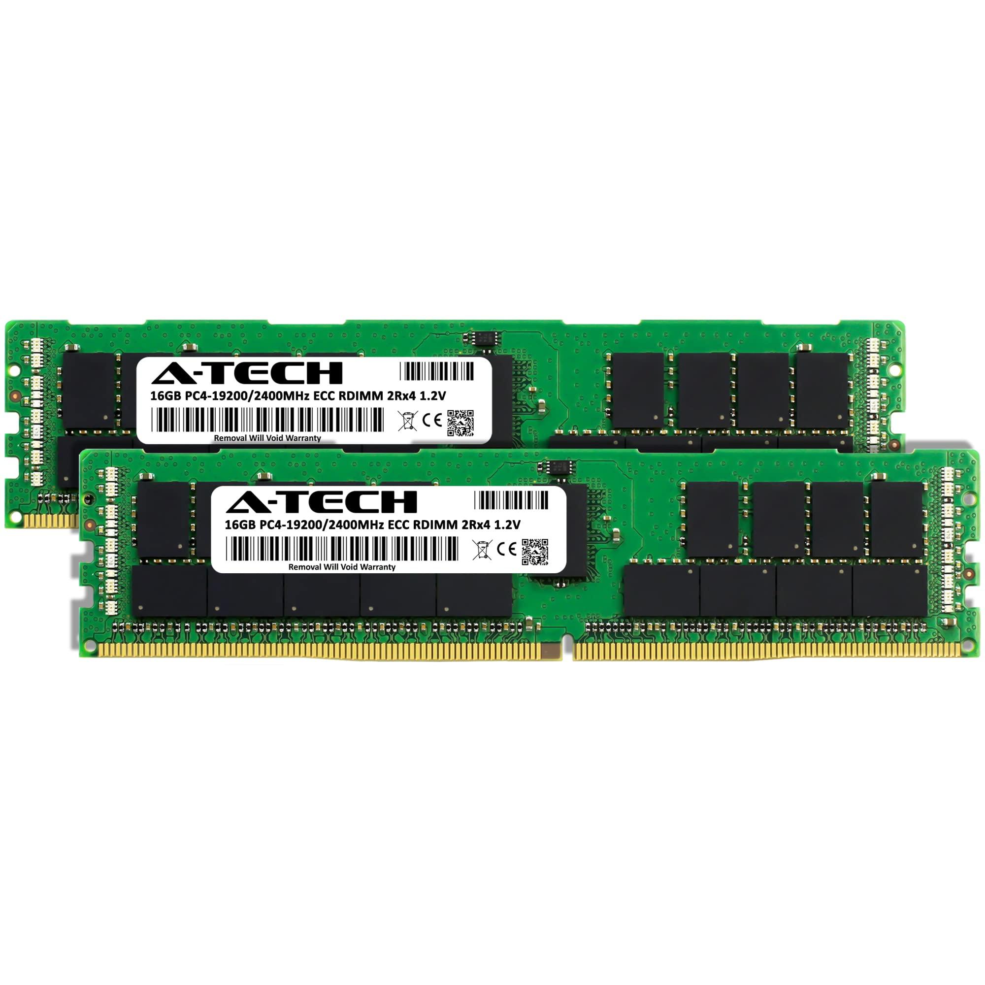 A-Tech A-Tech 32GB Kit (2x16GB) DDR4 2400MHz PC4-19200 ECC RDIMM 2Rx4 Dual Rank 1.2V ECC Registered DIMM 288-Pin Server & Workstation RAM Memory Upgrade Modules (A-Tech Enterprise Series)
