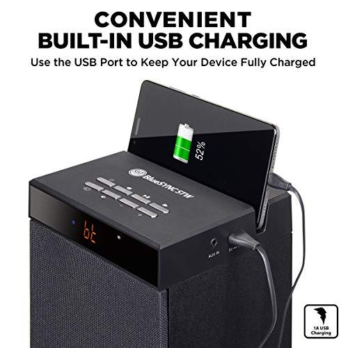 GOgroove GOgroove Bluetooth Tower Speaker with Subwoofer Built in - Floorstanding Home Speaker with Powerful Bass and Dual Drivers, 120W Peak Power, MP3 3.5mm Aux, USB 2.0 Port Flash Drive, FM Radio (Single)