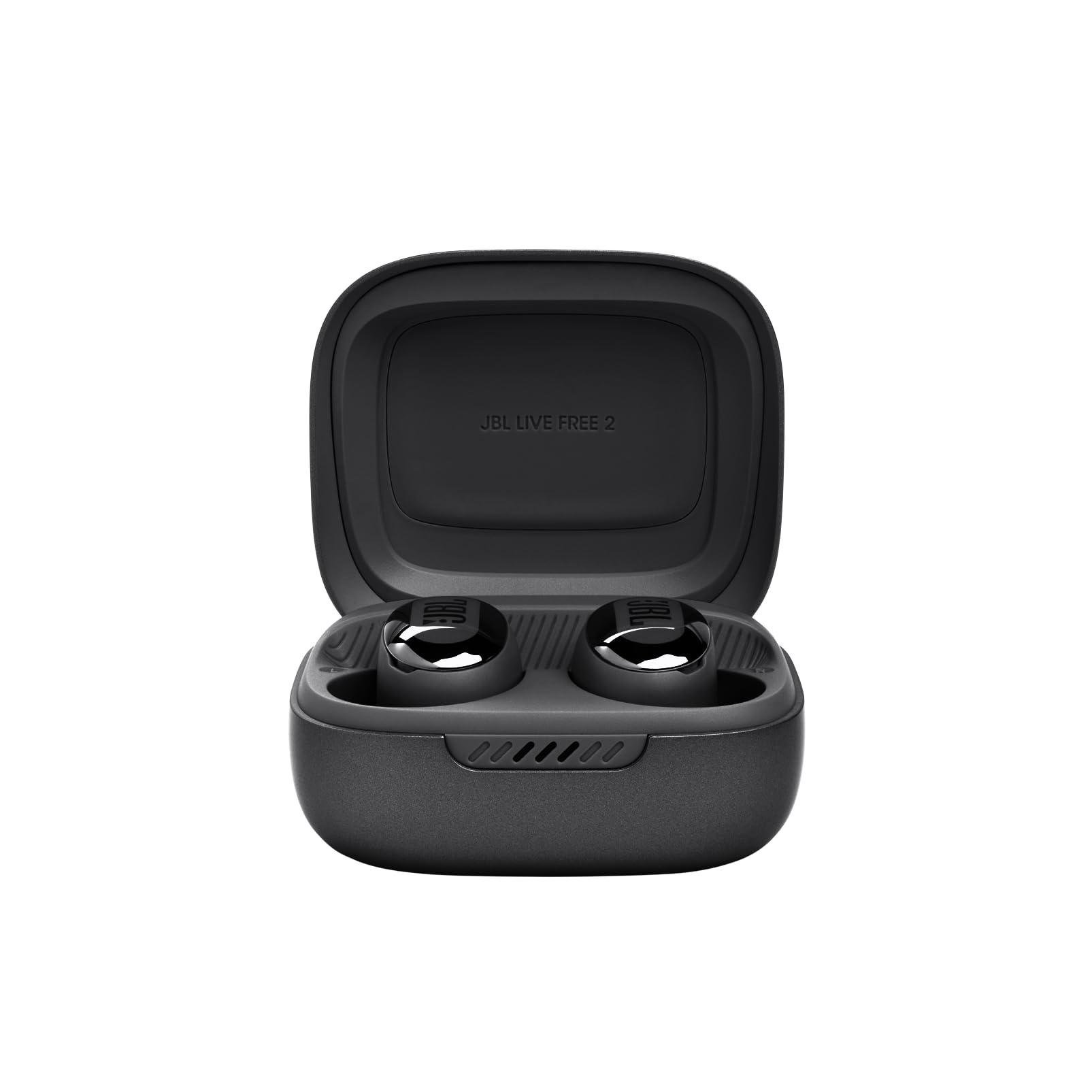 JBL JBL Live Free 2 - True Wireless Noise Cancelling Earbuds, Up to 35hrs of Playtime, 6 mics for Perfect Calls with Zero Noise, IPX5 Waterproof, Oval Tubes for Better Comfort, Isolation, & bass (Black)