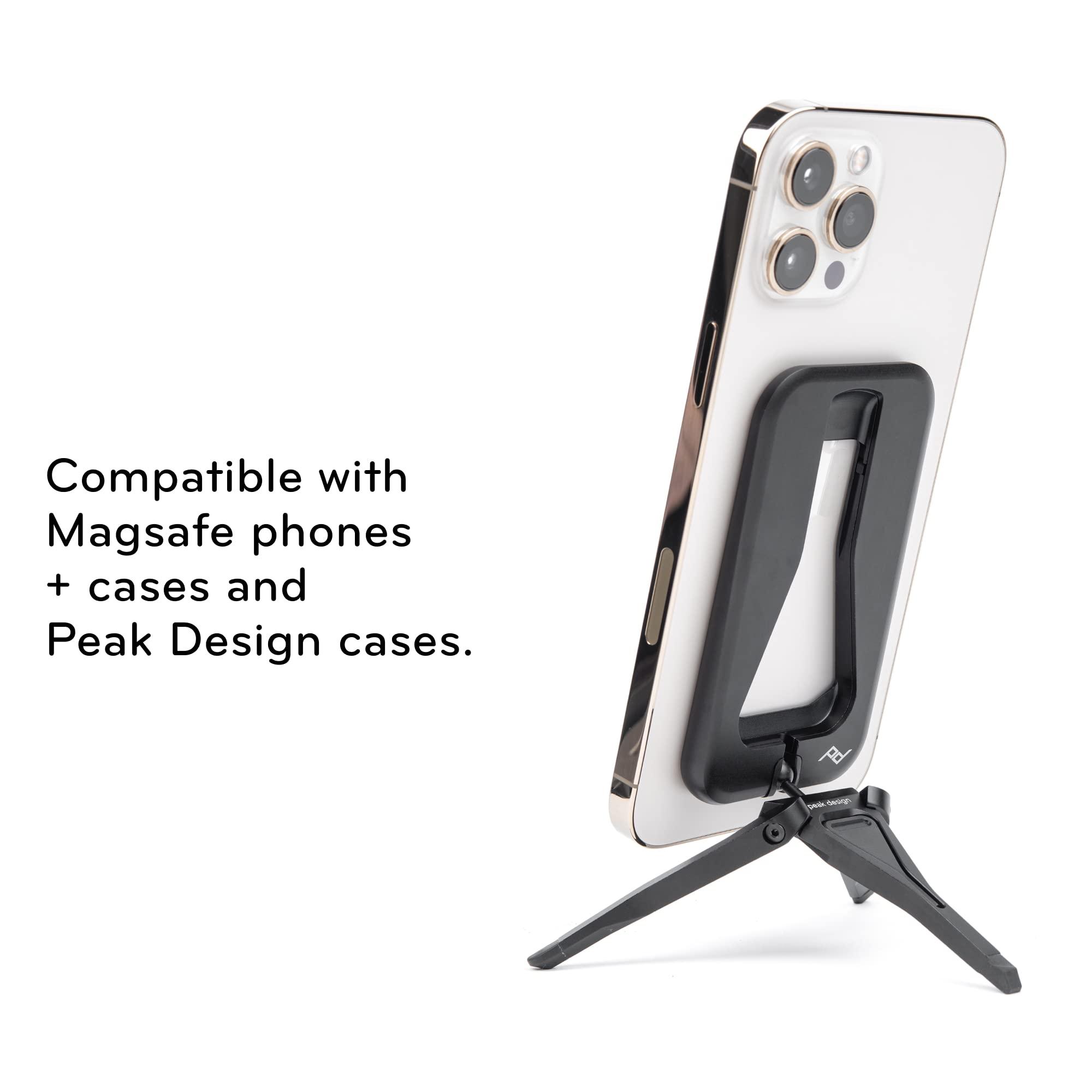 Peak Design Peak Design Mobile Tripod, Black, Compact Design, Portable and Pocket Friendly, MagSafe Compatible, SlimLink Mounting, Use It as a 3-Legged Stand, Kickstand or Grip, Phone Tripod Stand