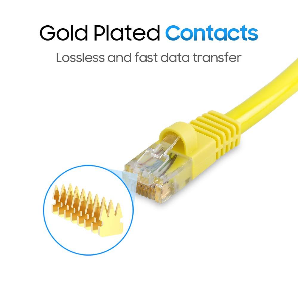 Cmple Cmple - Cat5e Ethernet Cable 25 ft, 350 MHz UTP Cat 5e Ethernet Patch Cable, 1Gbps Network LAN Cable, RJ45 Connectors, Compatible with PC, Laptop, Modem, Router, HDTV, Gaming Console - Yellow
