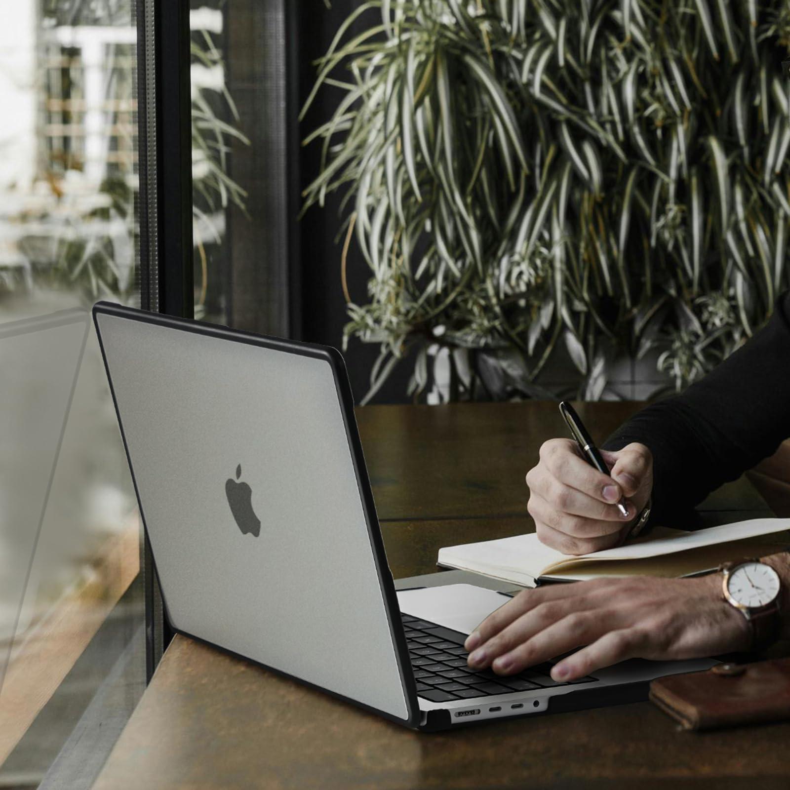 BlueSwan BlueSwan Anti-Cracking Hard Shell Case Compatible with MacBook Pro 14-inch 2024-2021 Release M4 M3 M2 M1, Anti-Fingerprint Soft TPU Bumper, Frosted Clear