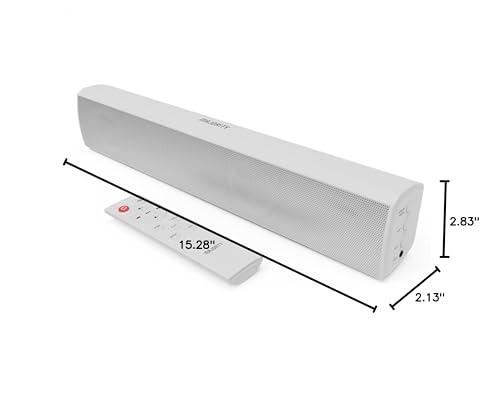 Majority Majority 15 Inch White Soundbar for TV, Bluetooth Sound Bar 50 Watts, Home Audio Speaker, Small PC Soundbar Speaker | AUX, RCA, Optical, USB | Gaming, Music, Movies | Bowfell