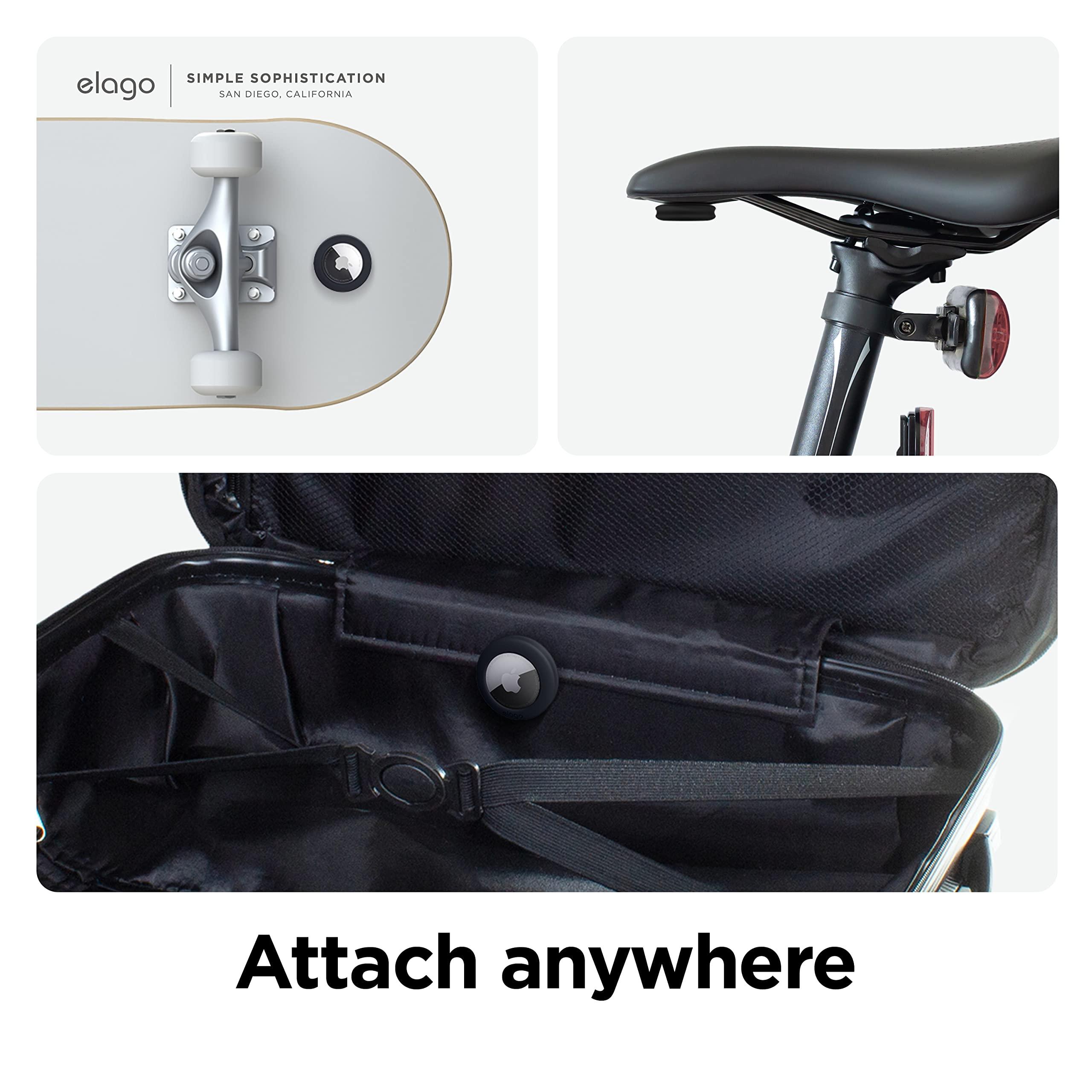 elago elago Silicone Pad Compatible with Apple AirTag Case Holder with Adhesive Stickers (2 Pack) - Track Wallets, Dogs, Bikes, Bags, Golf Rangefinders - Reusable Pad, Tracking Device Not Included [Black]