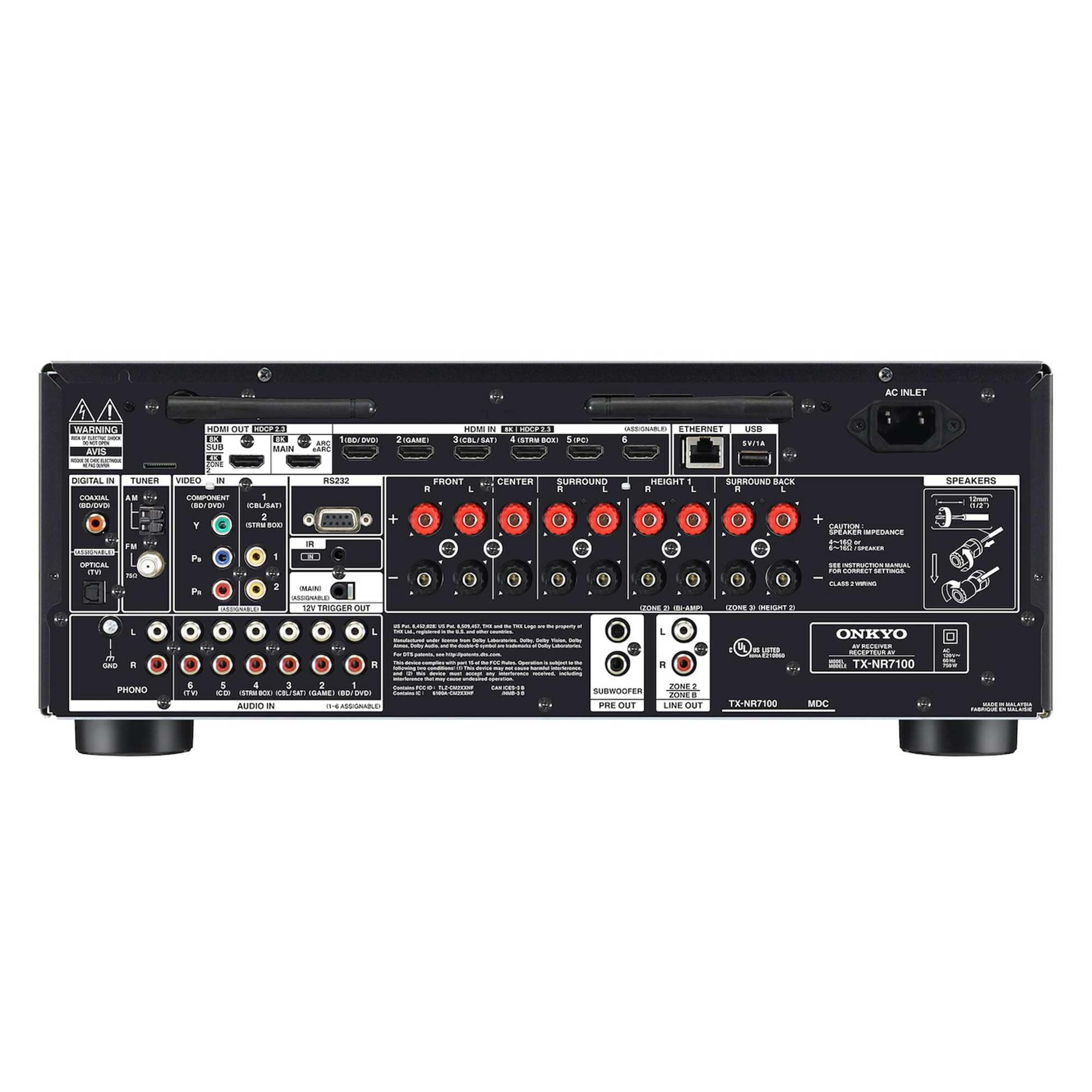 Onkyo Onkyo TX-NR7100 9.2-Channel AV Receiver - 100 Watts Per Channel, Dirac Live Out of Box, Works with Sonos Certified, THX Certified and More