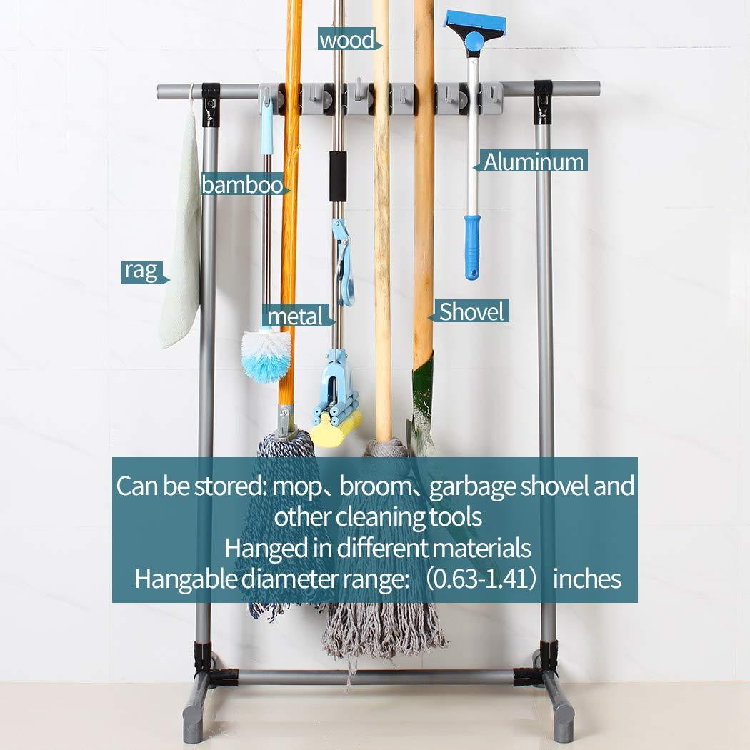 QTJH QTJH Broom Mop Holder Floor-Mounted mop Rack Cleaning Tool storage for laundry room closet organizer (6racks)