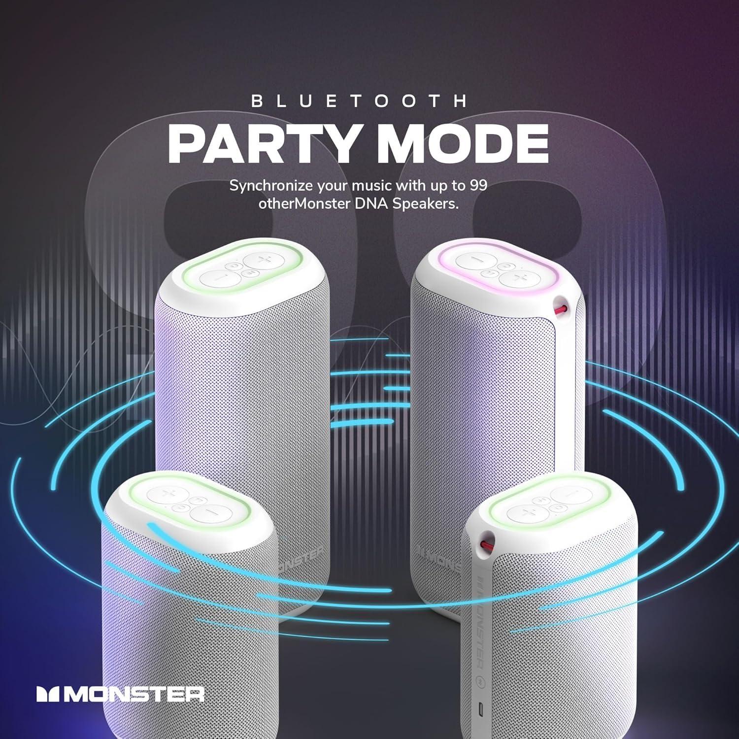 Monster Monster DNA Max Portable Bluetooth Speaker, Loud Speaker with 360 Bass Sound and 10W Wireless Charging Pad, IP67 Waterproof - Indoor and Outdoor Use
