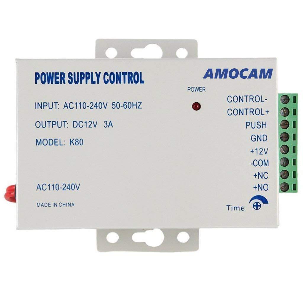 AMOCAM AMOCAM Video Intercom System and Electric Control Door Lock and 12V Power Supply Control and 150FT RVV4 Cable for Home Villa