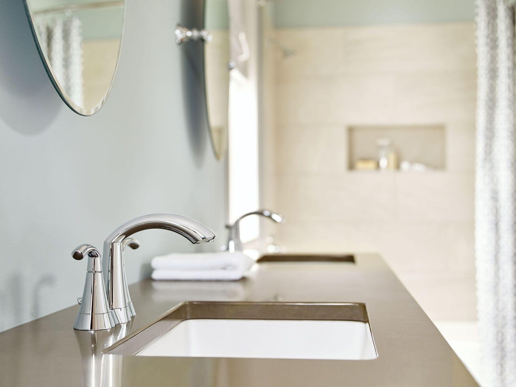 Moen Moen Glyde Chrome Two-Handle High Arc Centerset Bathroom Faucet, 6172