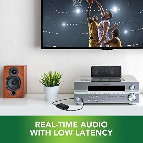 Jensen Jensen Portable Wireless Audio Transmitter & Receiver Compatible with TV, Sound System, Car & Nintendo Switch, Bluetooth Connectivity, 32-Foot Range, 13 Hours of Playback