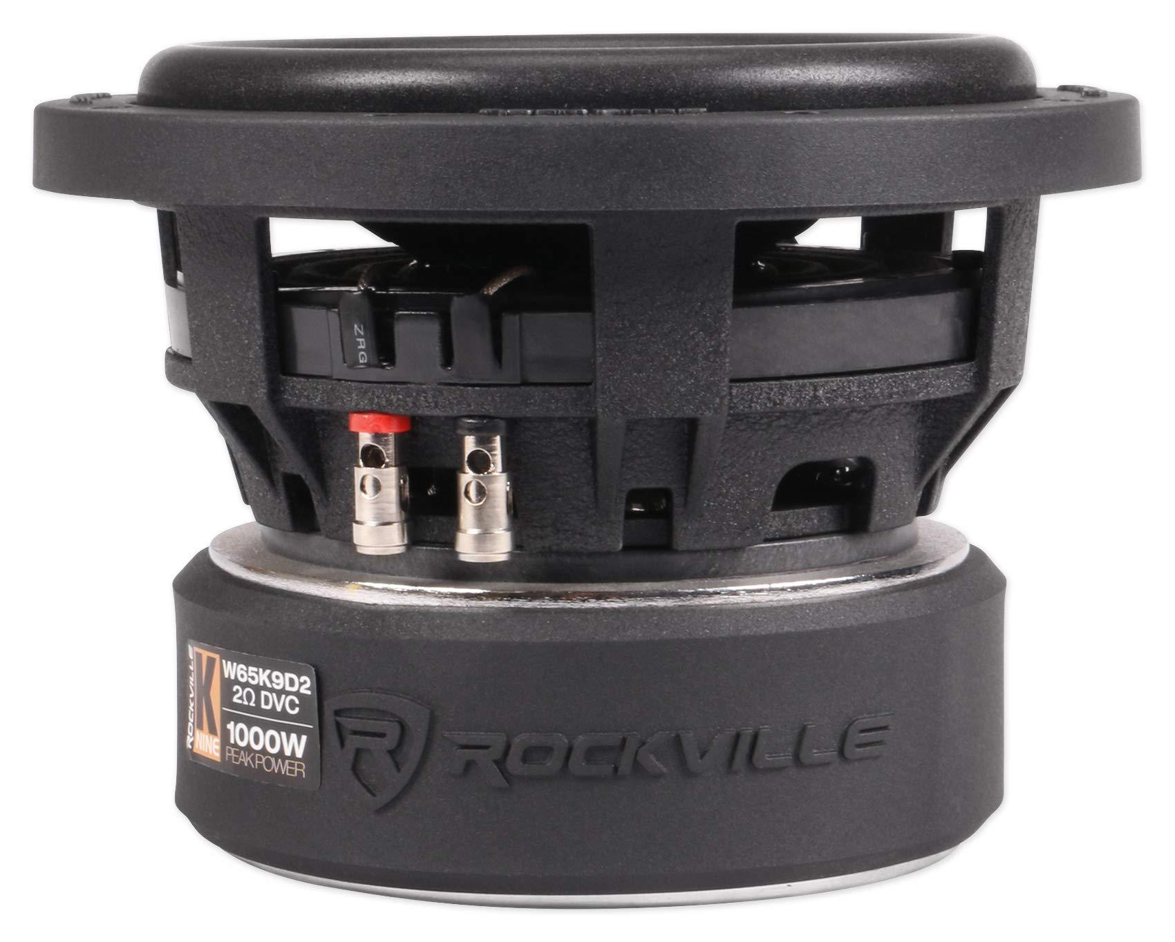 Rockville (2) Rockville W65K9D2 6.5\" 1000w Car Subwoofers Subs+Sealed Sub Box Enclosure