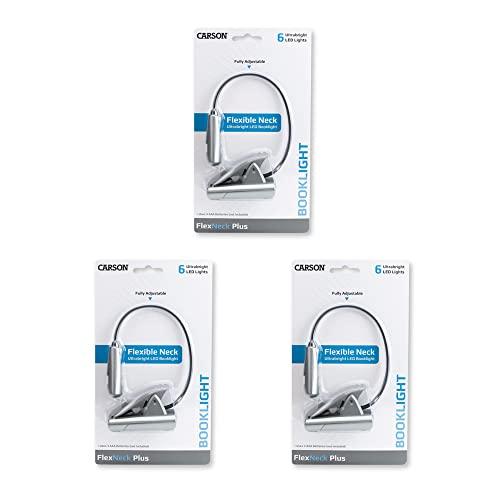 Carson Carson FlexNeck Plus Ultra Bright, Fully Adjustable LED Gooseneck Reading Lights for Books, Magazines, E-Readers, Tablets, Kindles, Nooks, Crafts and Hobbies - Set of 3 (FL-66MU)