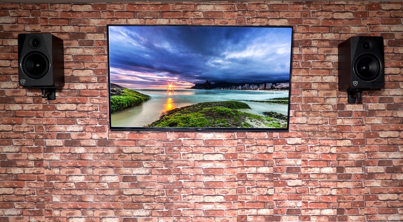 Rockville Pair Rockville RHSB8 Wall Mount Swivel Speaker Brackets For Home Theater Bookshelf or Studio Monitors, Black