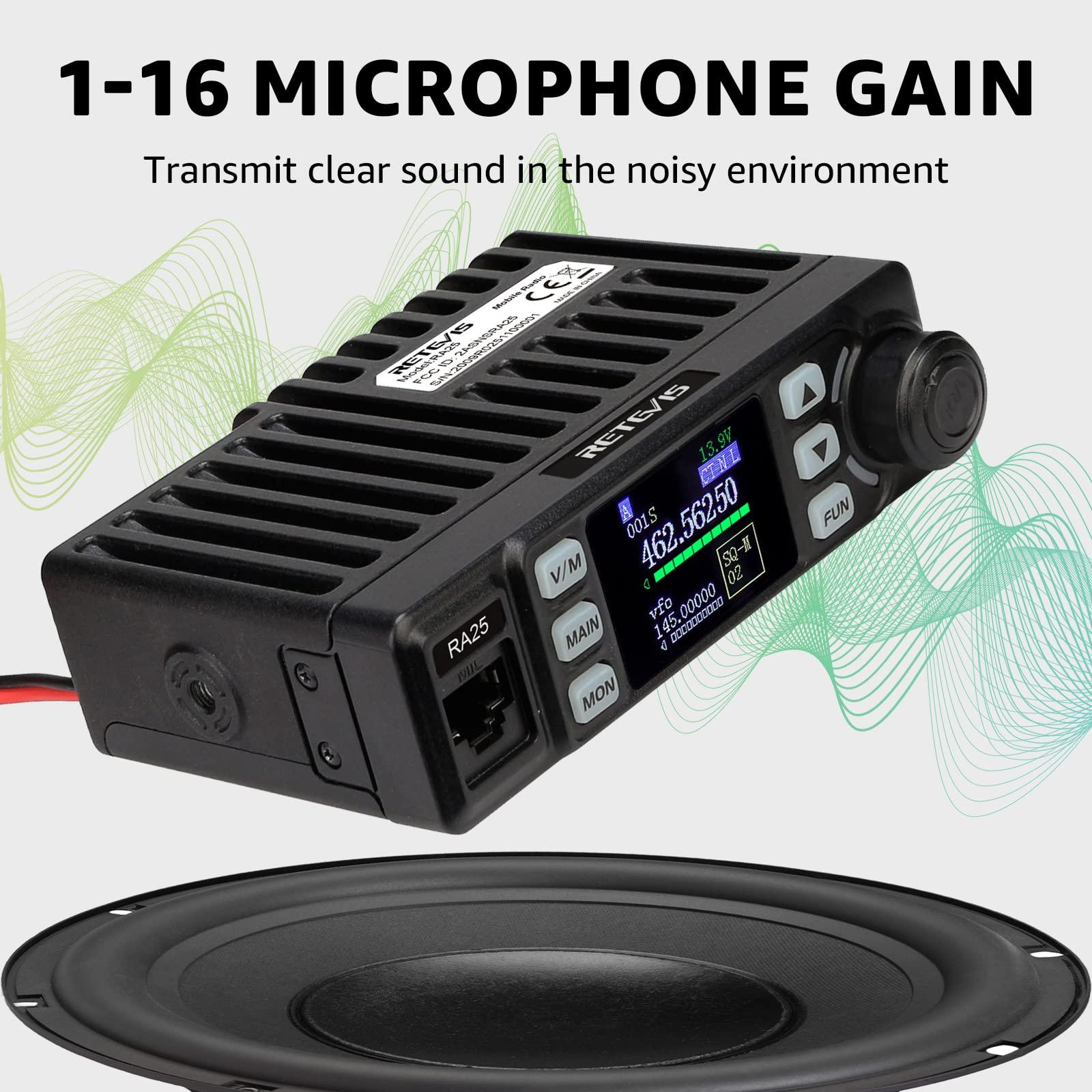 Retevis Retevis GMRS Radio Communication Solutions, RA25 GMRS Mobile Car Radio Mini Mobile Transceiver with 8 Base Station for Farm (1 Pack) with Dual Band Mobile Radio Antenna, 2m/70cm Radio Antenna(1 Pack)