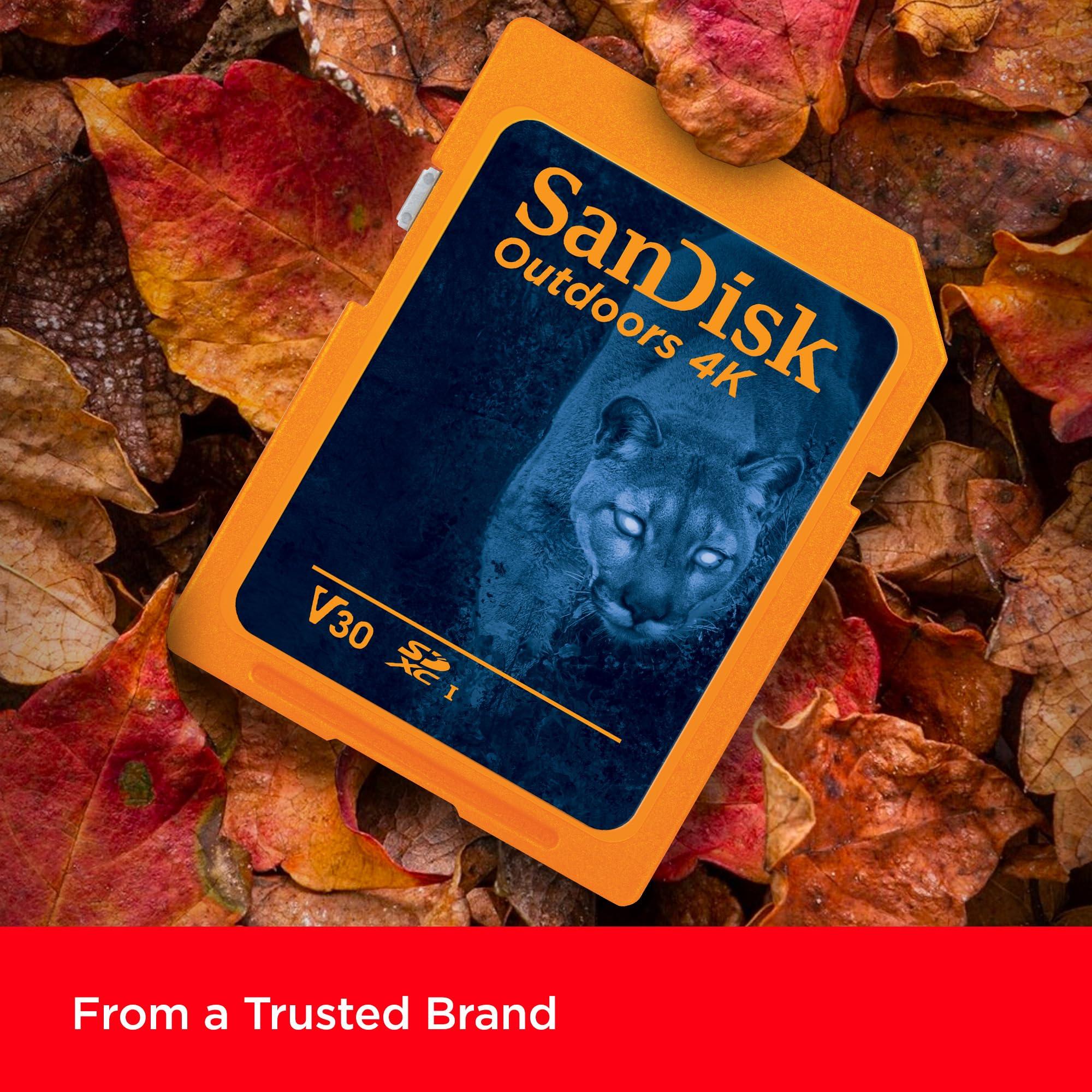 SanDisk SanDisk 128GB 2-Pack Outdoors 4K SDXC UHS-I Memory Card (2x128GB) - Up to 180MB/s, C10, U3, V30, Trail Camera SD Card - SDSDXWA-128G-GN6V2