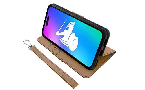 DefenderShield DefenderShield EMF Protection & 5G Anti Radiation iPhone 14 Plus Case - RFID Blocking EMF Shield Detachable Wallet Case with Magnetic Closure (Brown)