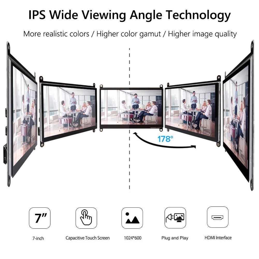 CUQI 7 Inch Touch Screen Monitor for Raspberry Pi, Portable IPS Display HDMI 1024 * 600 Touchscreen with Acrylic Case, Second Monitor for Gaming Consoles/PC/Camera/Win OS