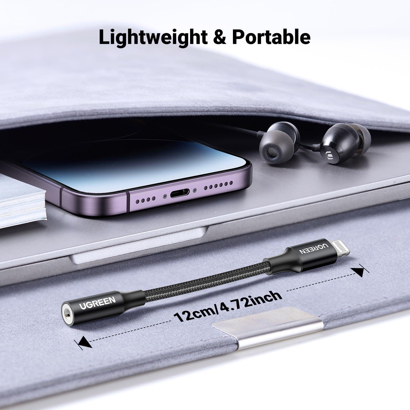 UGREEN UGREEN Headphone Adapter for iPhone Lightning to 3.5mm Adapter Apple MFi Certified Lightning Aux Audio Jack Dongle Compatible with iPhone 14 Pro Max/14 Plus/13 12 11 Pro Max/SE/XS, Black