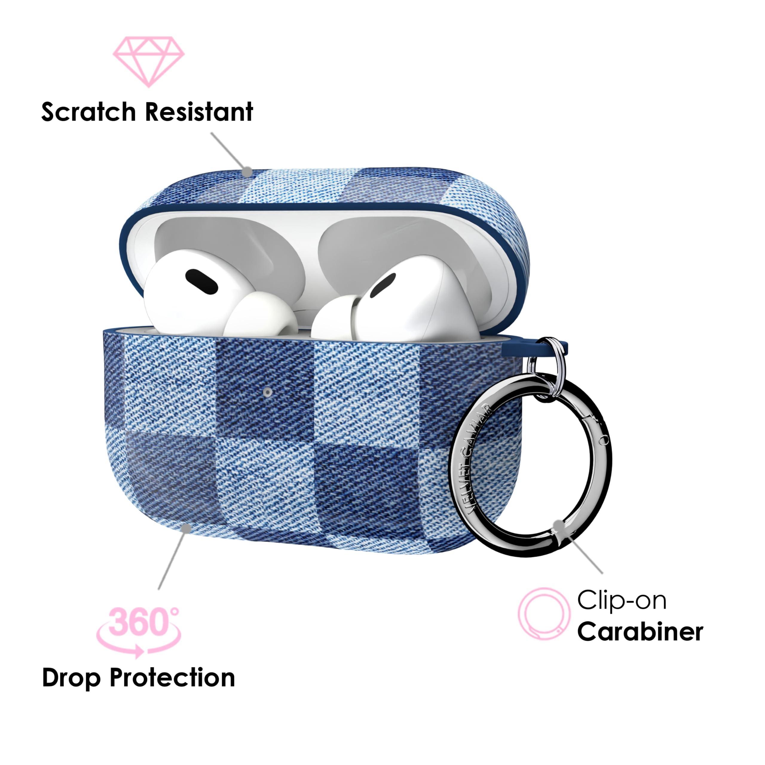 VELVET CAVIAR Velvet Caviar Compatible with AirPods Pro Case 2nd and 1st Generation - Cute Protective Hard Cover for Women - Blue Denim Checkered