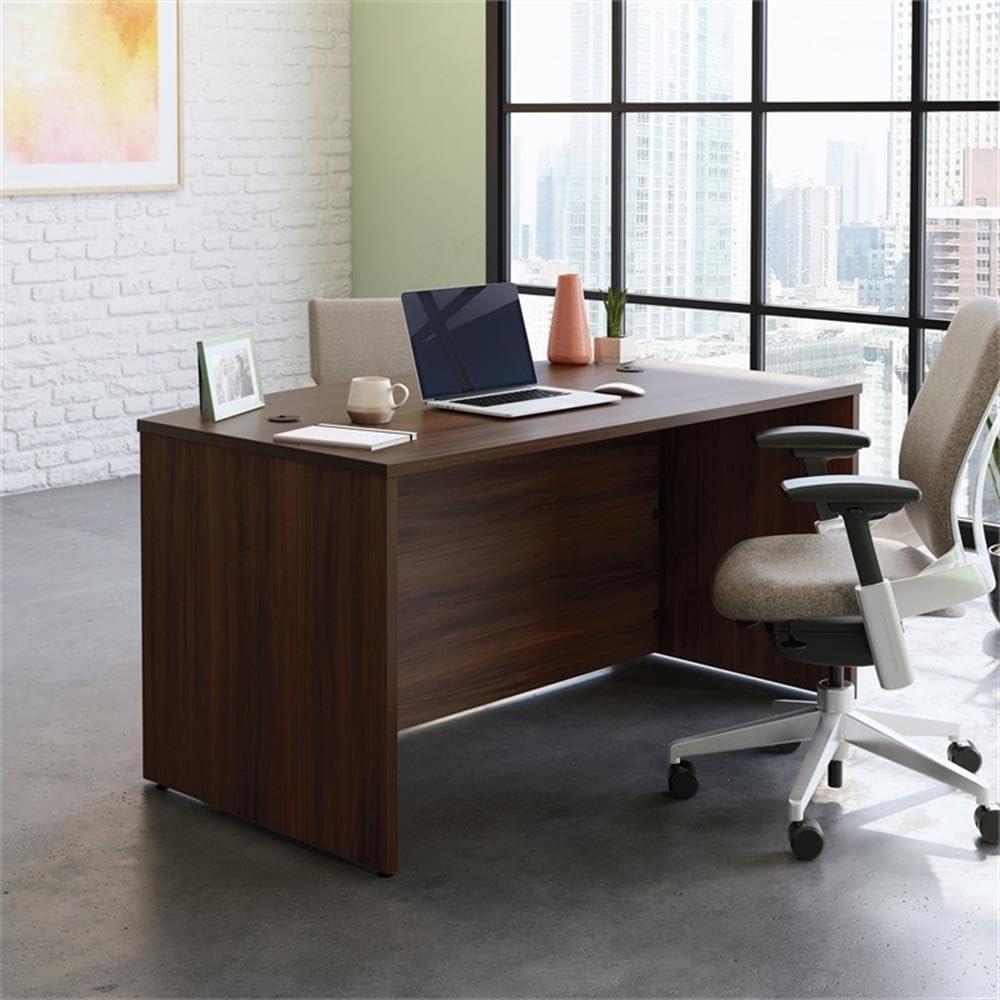 Sauder OfficeWorks by Sauder Affirm 60'' Bow Front Desk Shell, L: 34.25'' x W: 59.06'' x H: 29.29'', Noble Elm