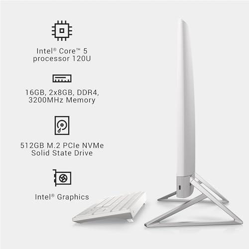 Dell Dell Inspiron 7730 All in One Desktop - 27-inch FHD (1920 x 1080) Display, Intel Core 5-120U, 16GB DDR4 RAM, 512GB SSD, Intel Graphics, Windows 11 Home, Onsite Service - White