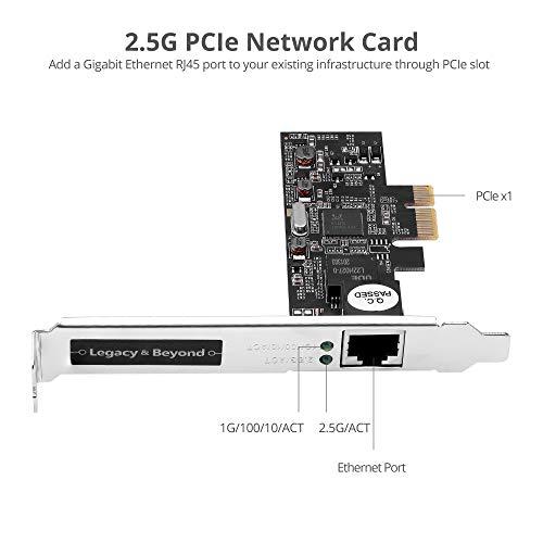SIIG SIIG Single 2.5G 4-Speed Multi-Gigabit Ethernet PCIe Network Card, PCIe 2.0 x1 to RJ-45, 2.5GBASE-T, NBASE-T, 2500/1000/100/10Mbps, Realtek RTL8125 Chipset, Dual-Profile Brackets (LB-GE0611-S1)
