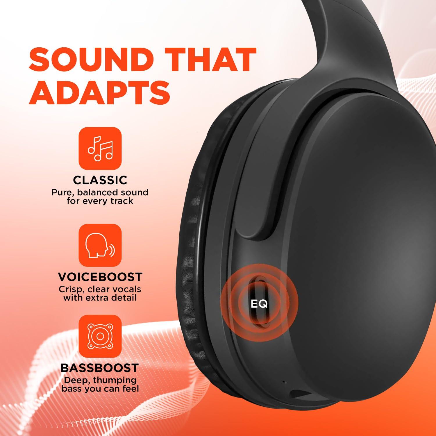 HyperGear Collapsible Wireless Headphones + HD Stereo Speakers Flip The Ear Cups in for Music Solo Style, Flip The Ear Cups Out for Music in Full Stereo Detail (Black)